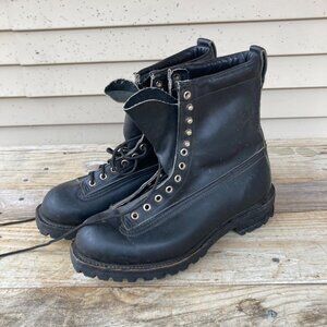 Vintage Military Timberland? Work Boots Men's Size 9.5 Black Leather